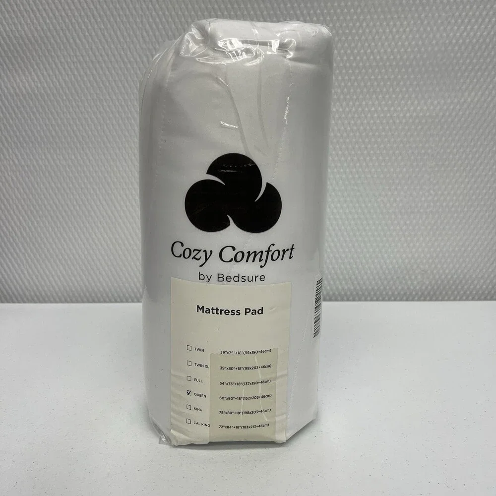 Bedsure Cozy Comfort Mattress Pad Queen White Fitted Mattress Topper New